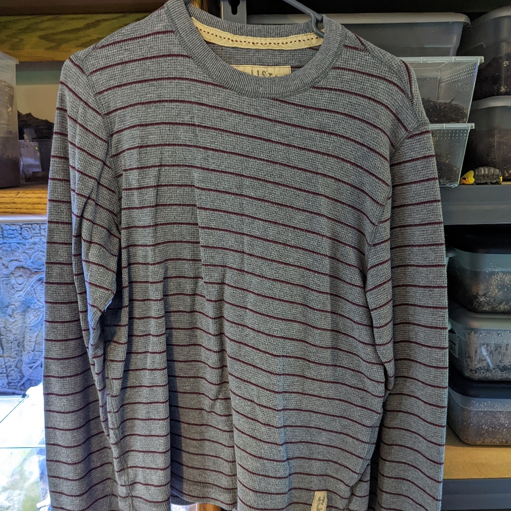 Hollister pajama shirt. Large grey with red stripes